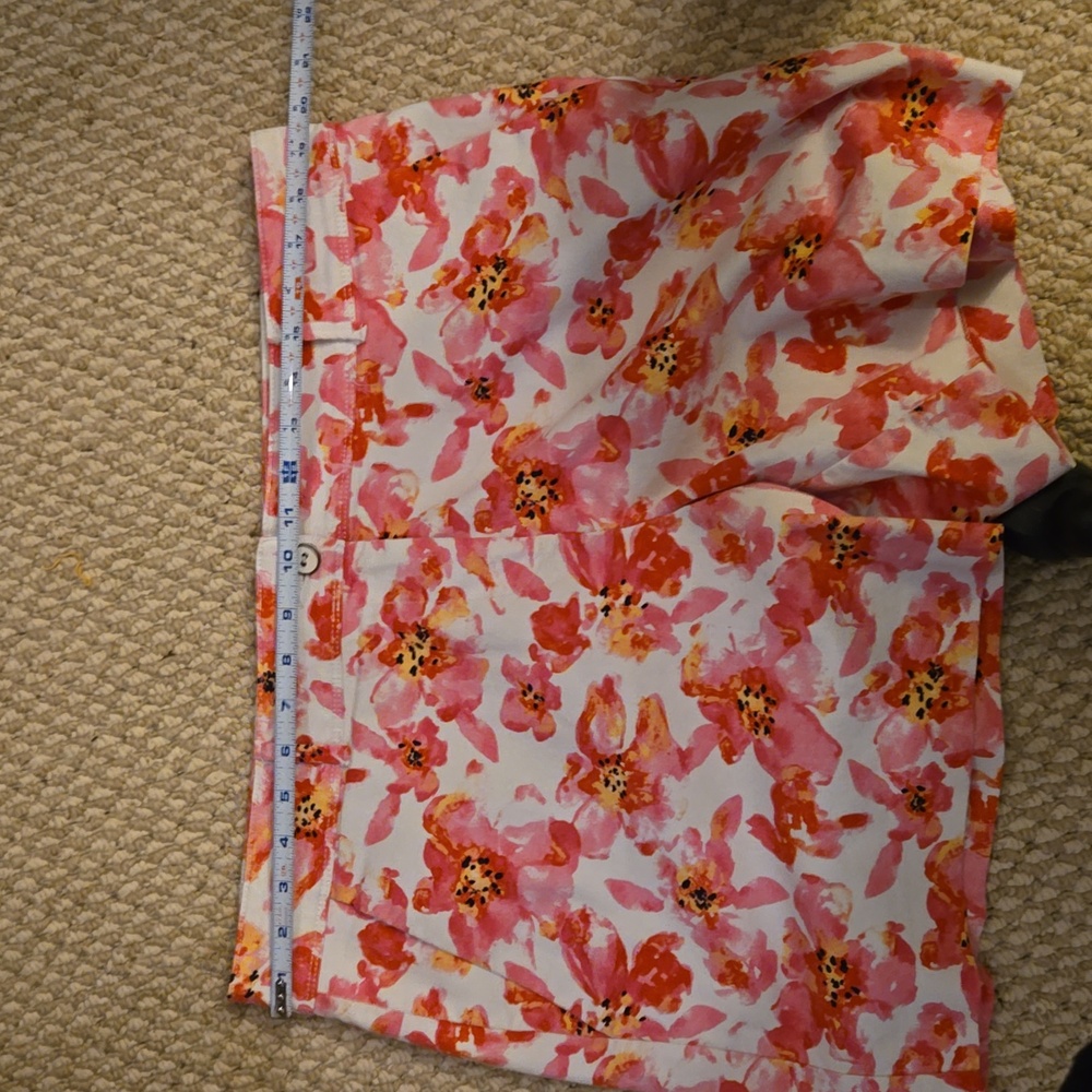 Isaac Mizrahi High-Waist Floral Print Shorts - White, Pink, Orange, Yellow - Picture 6 of 7